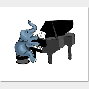 Elephant Playing Piano Posters and Art